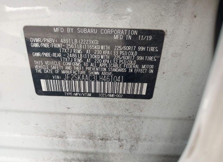 Photo 9 of 2020 Subaru Forester (VIN JF2SKAAC3LH461041)