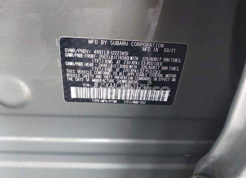 Photo 9 of 2021 Subaru Forester (VIN JF2SKAAC3MH531297)