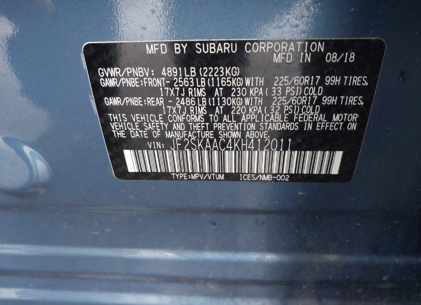 Photo 9 of 2019 Subaru Forester (VIN JF2SKAAC4KH412011)