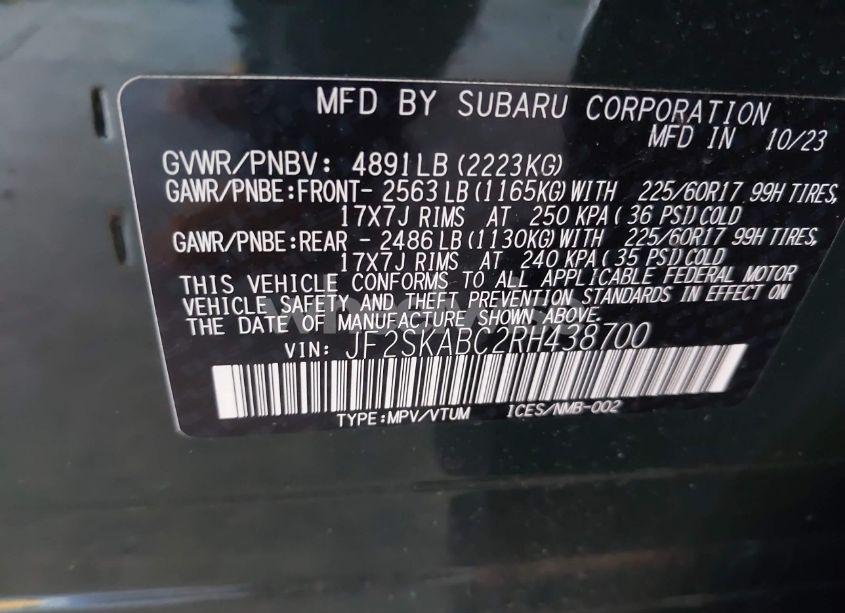 Photo 9 of 2024 Subaru Forester (VIN JF2SKABC2RH438700)