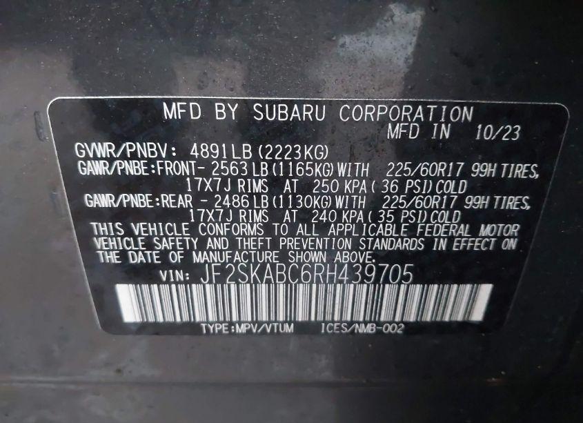 Photo 9 of 2024 Subaru Forester (VIN JF2SKABC6RH439705)