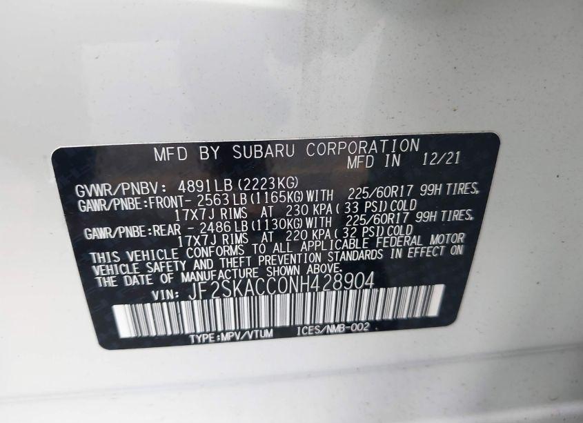 Photo 9 of 2022 Subaru Forester (VIN JF2SKACC0NH428904)
