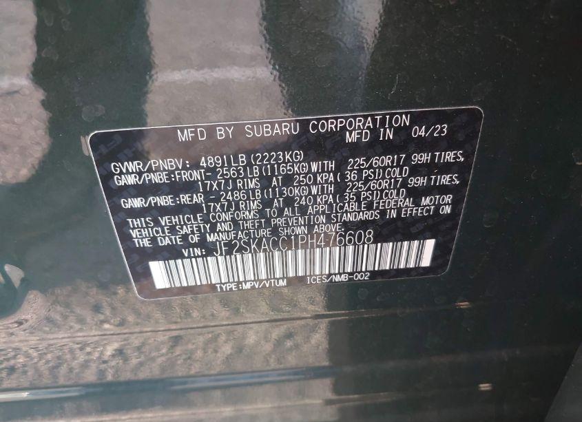 Photo 9 of 2023 Subaru Forester (VIN JF2SKACC1PH476608)