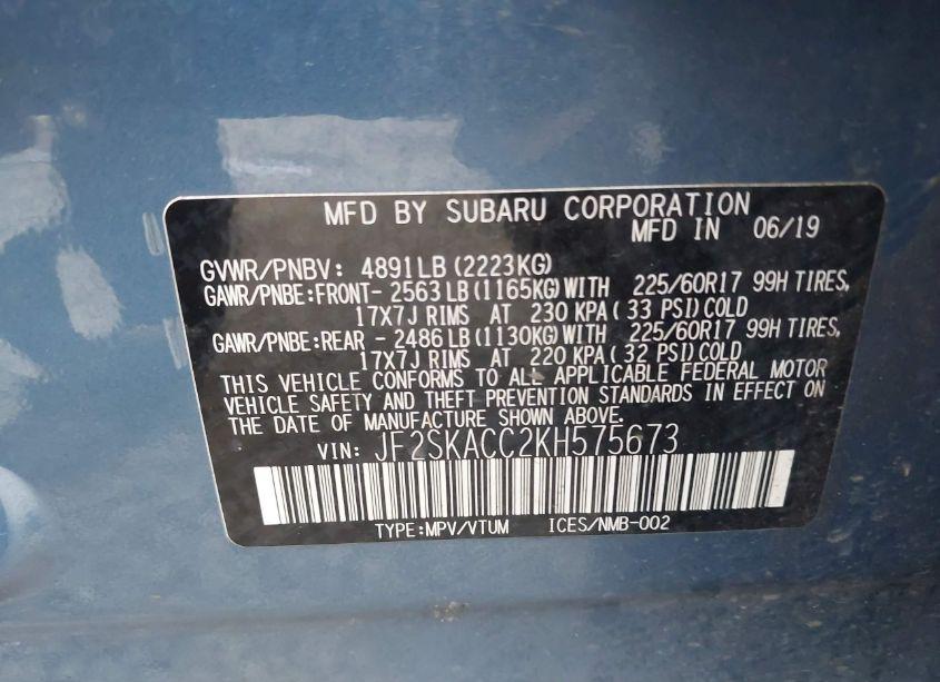 Photo 9 of 2019 Subaru Forester (VIN JF2SKACC2KH575673)