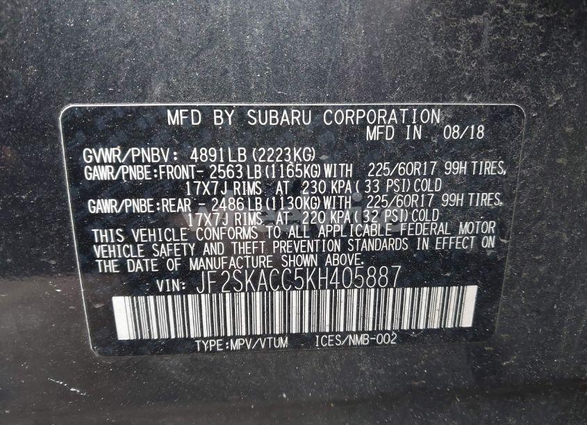 Photo 9 of 2019 Subaru Forester (VIN JF2SKACC5KH405887)