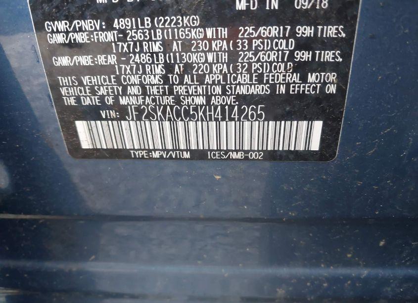 Photo 9 of 2019 Subaru Forester (VIN JF2SKACC5KH414265)