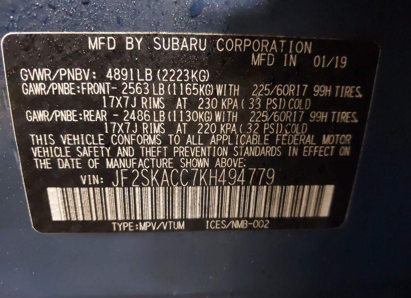 Photo 9 of 2019 Subaru Forester (VIN JF2SKACC7KH494779)