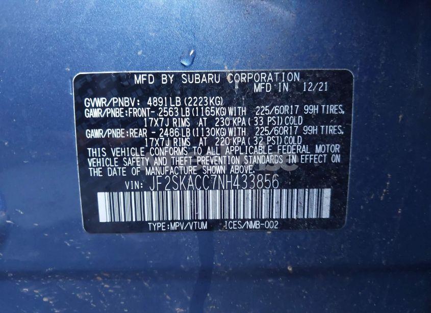 Photo 9 of 2022 Subaru Forester (VIN JF2SKACC7NH433856)