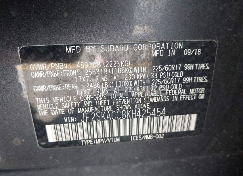 Photo 9 of 2019 Subaru Forester (VIN JF2SKACC8KH425454)