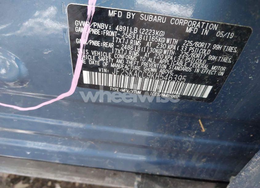 Photo 9 of 2019 Subaru Forester (VIN JF2SKACC9KH546395)