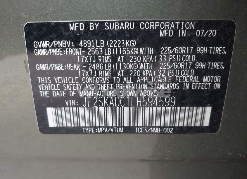 Photo 9 of 2020 Subaru Forester (VIN JF2SKADC1LH594599)