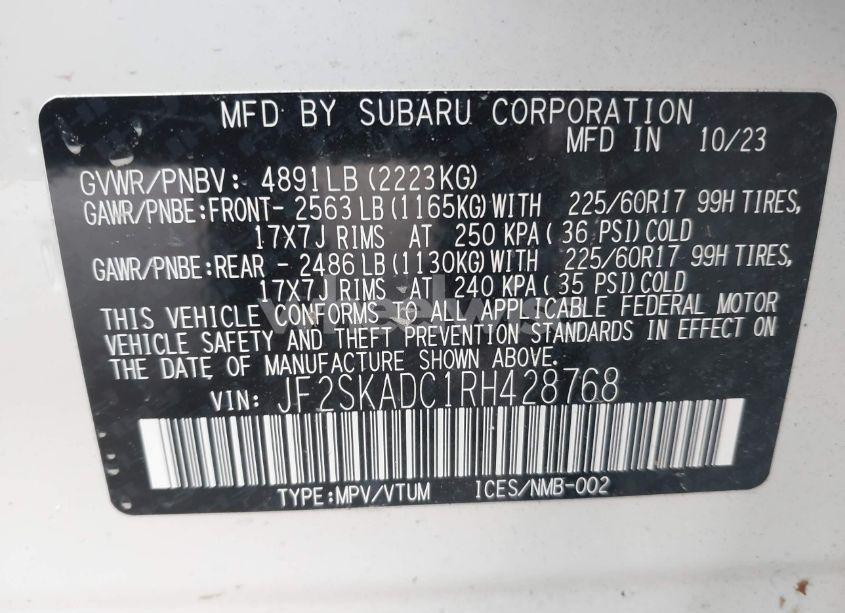 Photo 9 of 2024 Subaru Forester PREMIUM (VIN JF2SKADC1RH428768)
