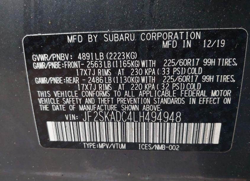 Photo 9 of 2020 Subaru Forester (VIN JF2SKADC4LH494948)