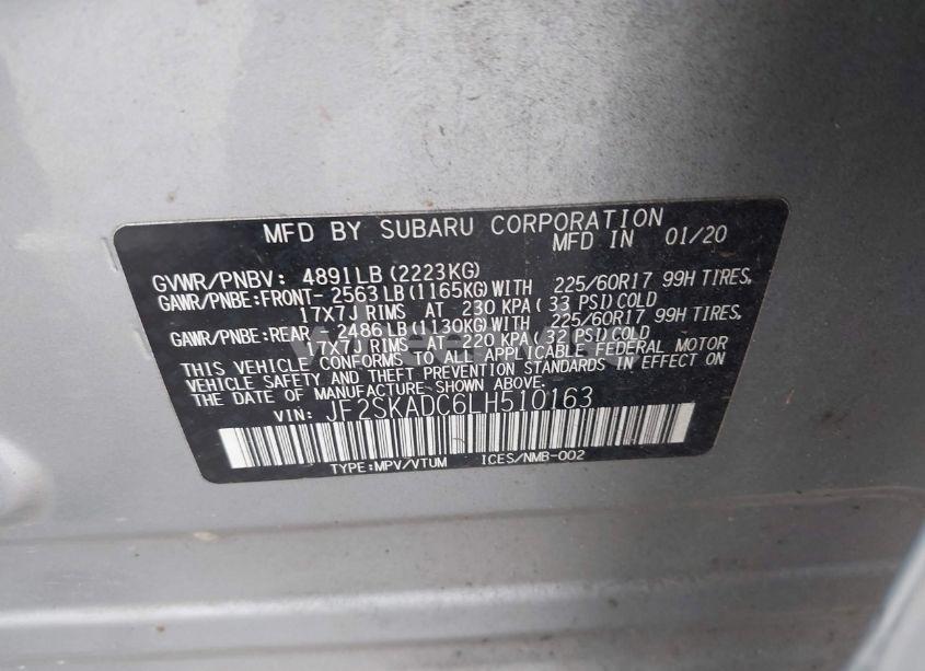 Photo 9 of 2020 Subaru Forester (VIN JF2SKADC6LH510163)