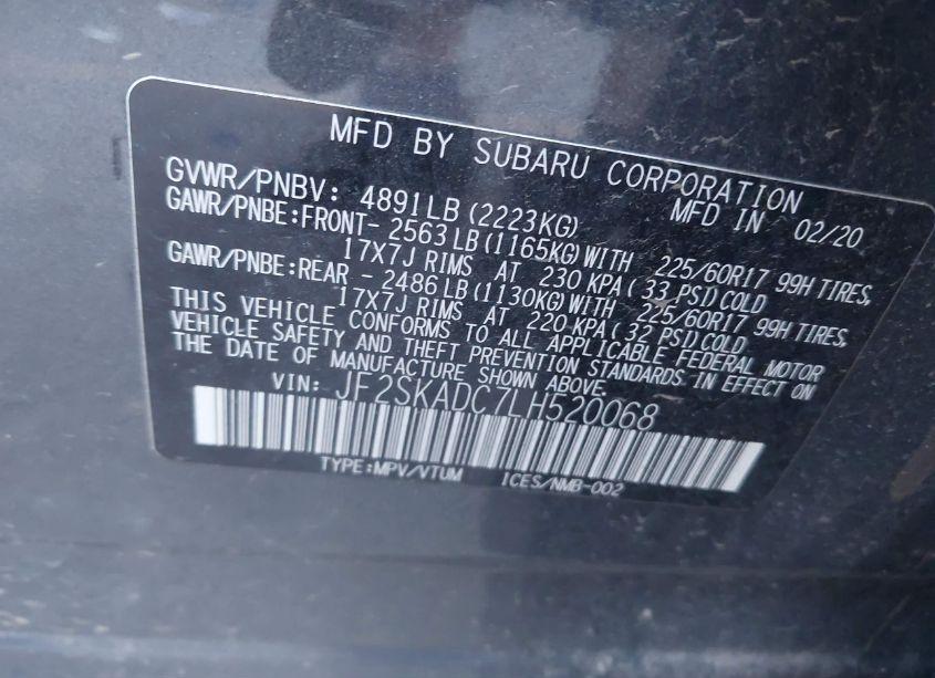 Photo 9 of 2020 Subaru Forester (VIN JF2SKADC7LH520068)