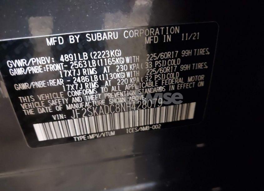 Photo 9 of 2022 Subaru Forester PREMIUM (VIN JF2SKADC8NH428079)