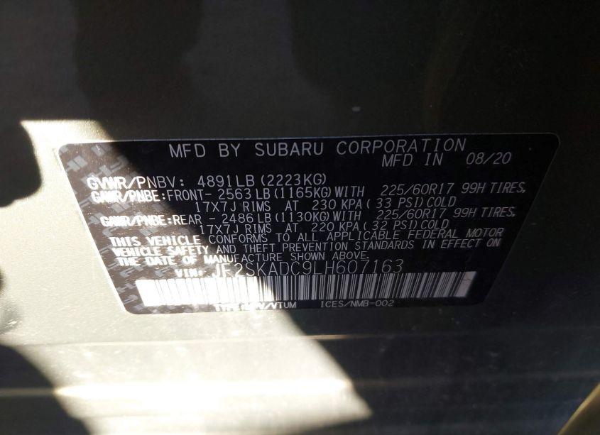Photo 9 of 2020 Subaru Forester (VIN JF2SKADC9LH607163)
