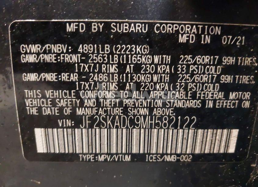 Photo 9 of 2021 Subaru Forester (VIN JF2SKADC9MH582122)