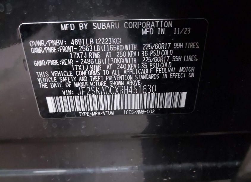 Photo 9 of 2024 Subaru Forester PREMIUM (VIN JF2SKADCXRH451630)