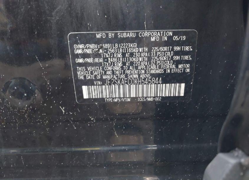 Photo 9 of 2019 Subaru Forester PREMIUM (VIN JF2SKAEC0KH545844)