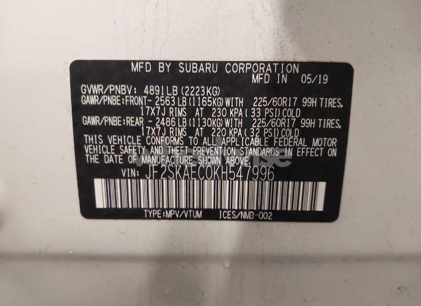 Photo 9 of 2019 Subaru Forester PREMIUM (VIN JF2SKAEC0KH547996)