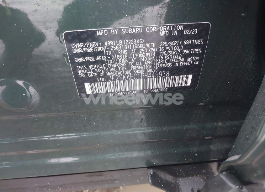 Photo 9 of 2023 Subaru Forester PREMIUM (VIN JF2SKAEC1PH449938)