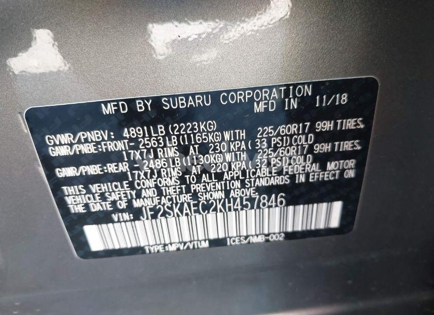 Photo 9 of 2019 Subaru Forester PREMIUM (VIN JF2SKAEC2KH457846)