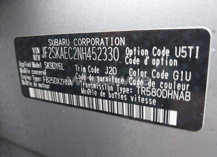 Photo 9 of 2022 Subaru Forester PREMIUM (VIN JF2SKAEC2NH452330)