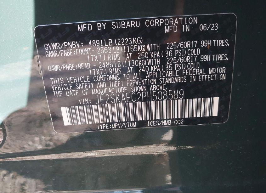Photo 9 of 2023 Subaru Forester PREMIUM (VIN JF2SKAEC2PH508589)