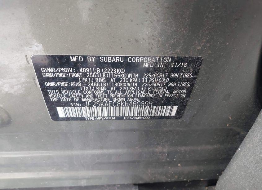 Photo 9 of 2019 Subaru Forester PREMIUM (VIN JF2SKAEC8KH460895)