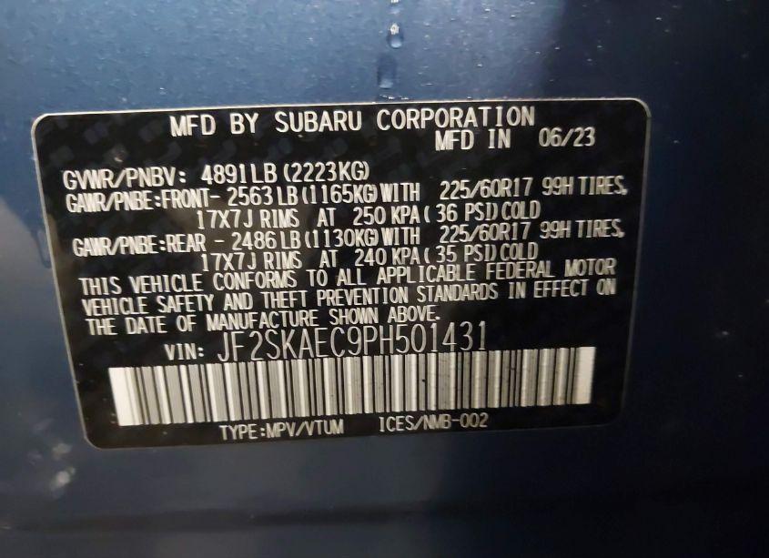 Photo 9 of 2023 Subaru Forester PREMIUM (VIN JF2SKAEC9PH501431)