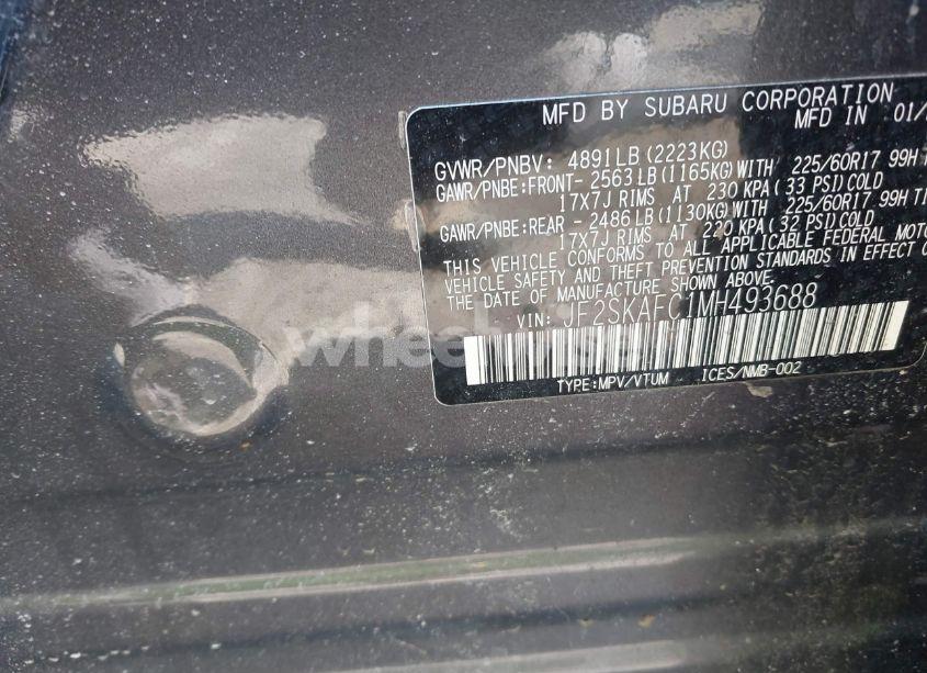 Photo 9 of 2021 Subaru Forester PREMIUM (VIN JF2SKAFC1MH493688)