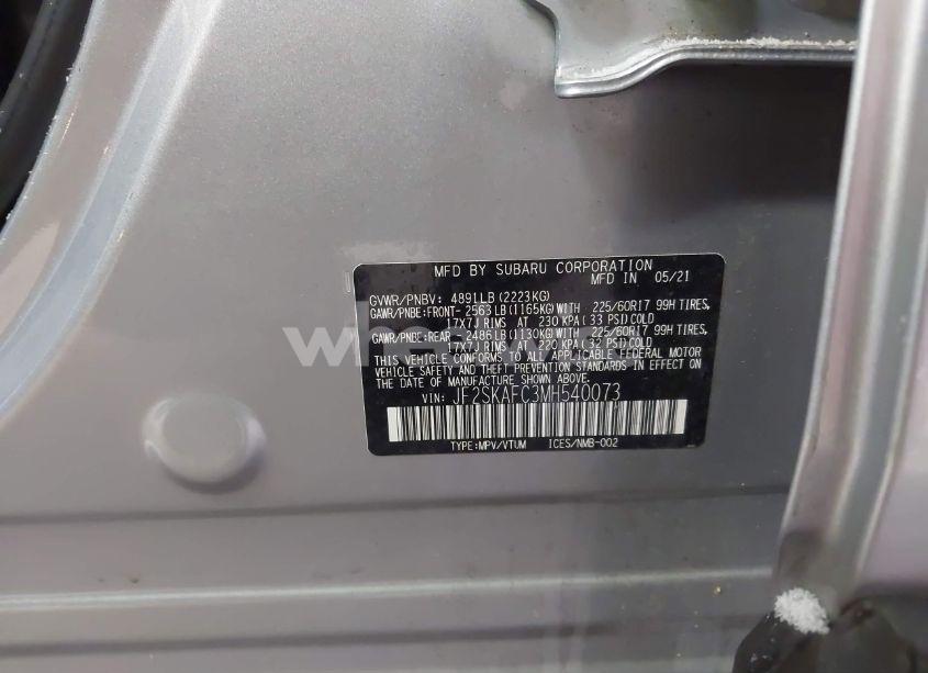 Photo 9 of 2021 Subaru Forester PREMIUM (VIN JF2SKAFC3MH540073)