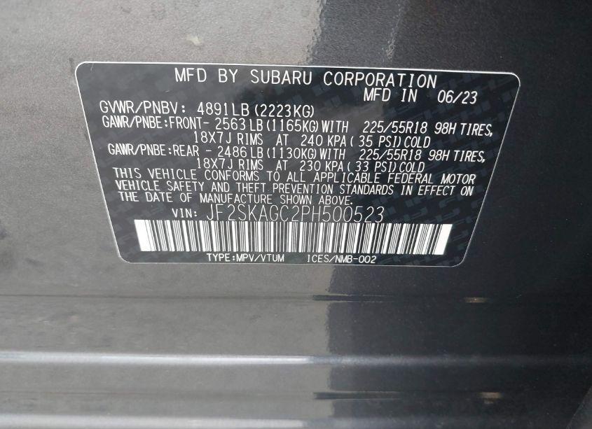 Photo 9 of 2023 Subaru Forester SPORT (VIN JF2SKAGC2PH500523)