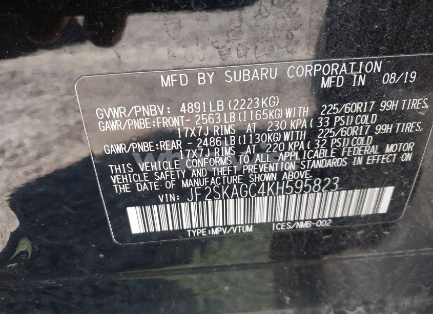 Photo 9 of 2019 Subaru Forester PREMIUM (VIN JF2SKAGC4KH595823)