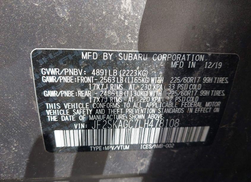 Photo 9 of 2020 Subaru Forester PREMIUM (VIN JF2SKAGC7LH478108)