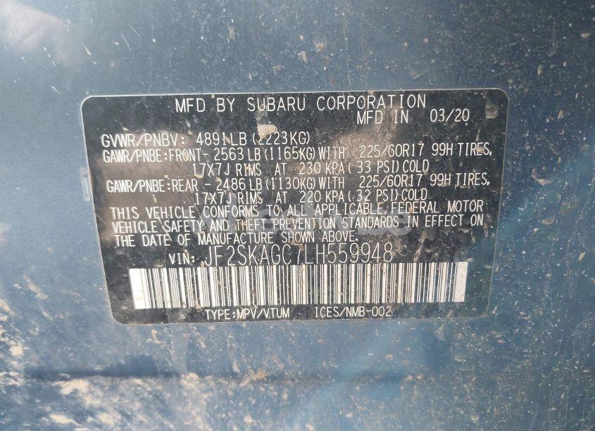 Photo 9 of 2020 Subaru Forester PREMIUM (VIN JF2SKAGC7LH559948)