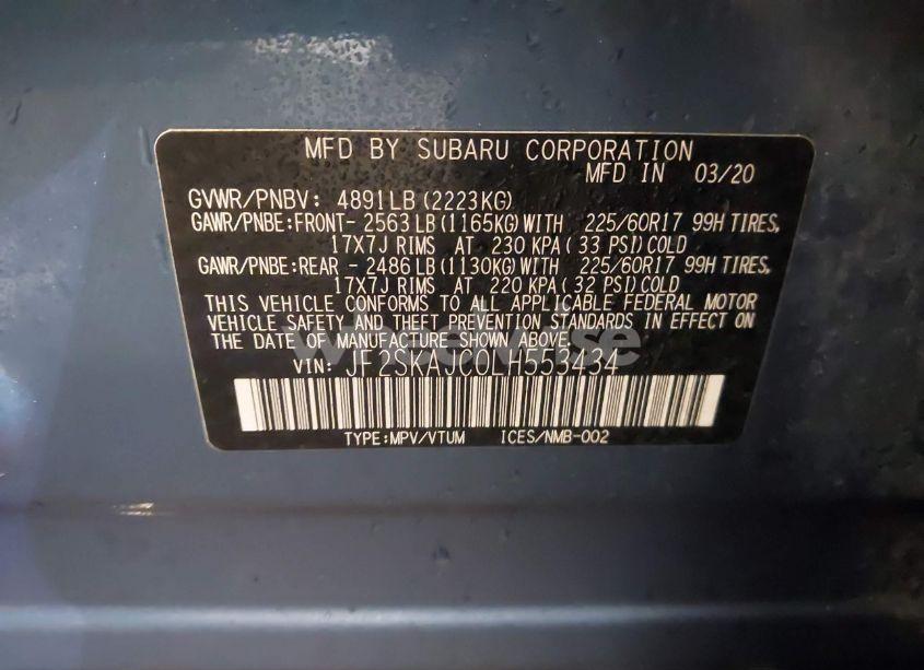 Photo 9 of 2020 Subaru Forester PREMIUM (VIN JF2SKAJC0LH553434)