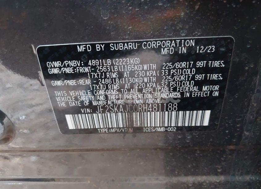 Photo 9 of 2024 Subaru Forester WILDERNESS (VIN JF2SKAJC0RH481188)