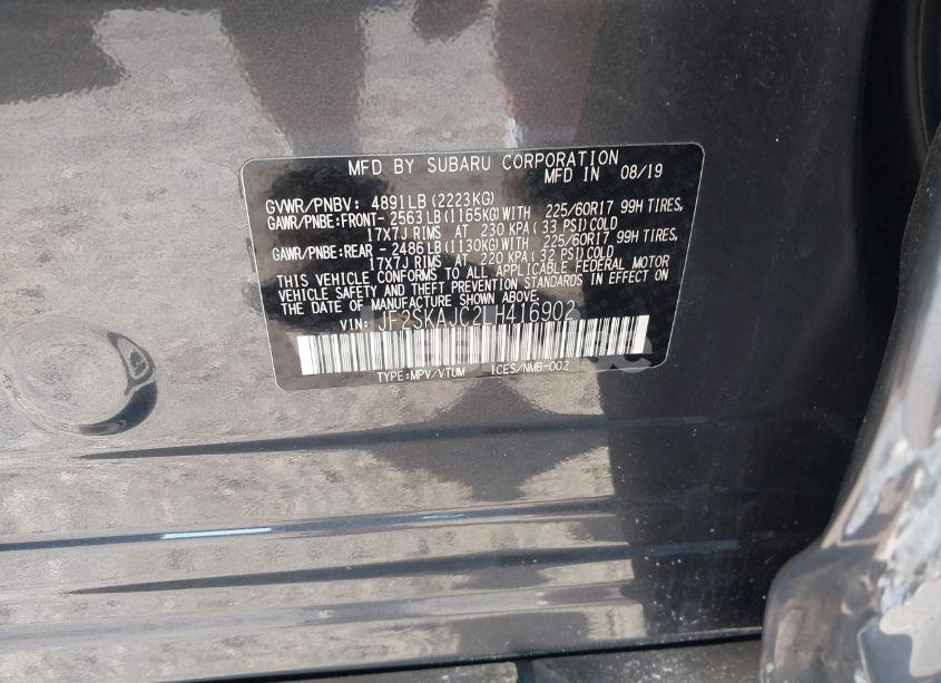 Photo 9 of 2020 Subaru Forester PREMIUM (VIN JF2SKAJC2LH416902)