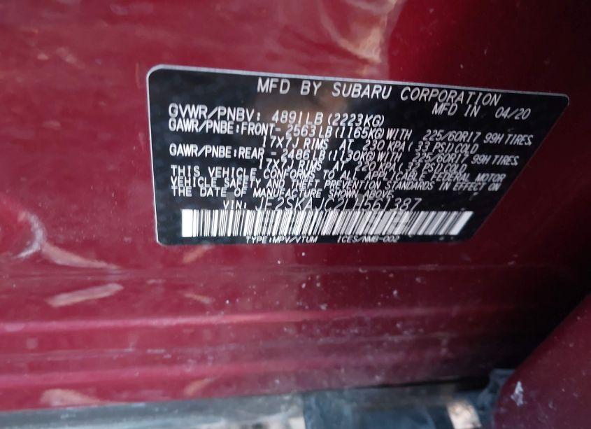 Photo 9 of 2020 Subaru Forester PREMIUM (VIN JF2SKAJC2LH561387)