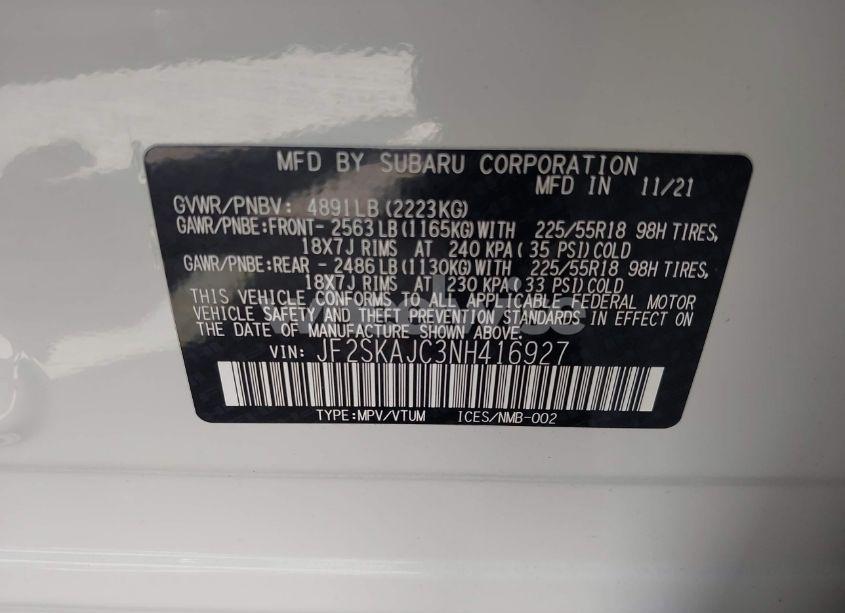Photo 9 of 2022 Subaru Forester SPORT (VIN JF2SKAJC3NH416927)