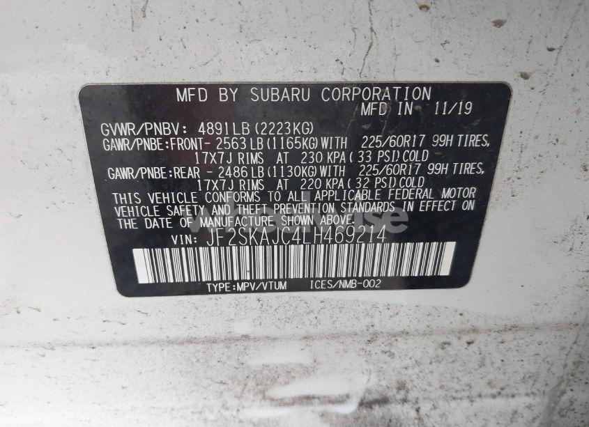 Photo 9 of 2020 Subaru Forester PREMIUM (VIN JF2SKAJC4LH469214)