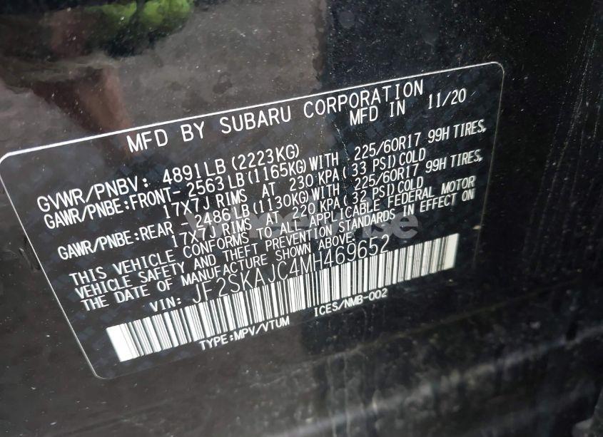 Photo 9 of 2021 Subaru Forester PREMIUM (VIN JF2SKAJC4MH469652)