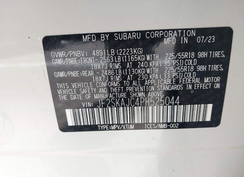 Photo 9 of 2023 Subaru Forester SPORT (VIN JF2SKAJC4PH525044)