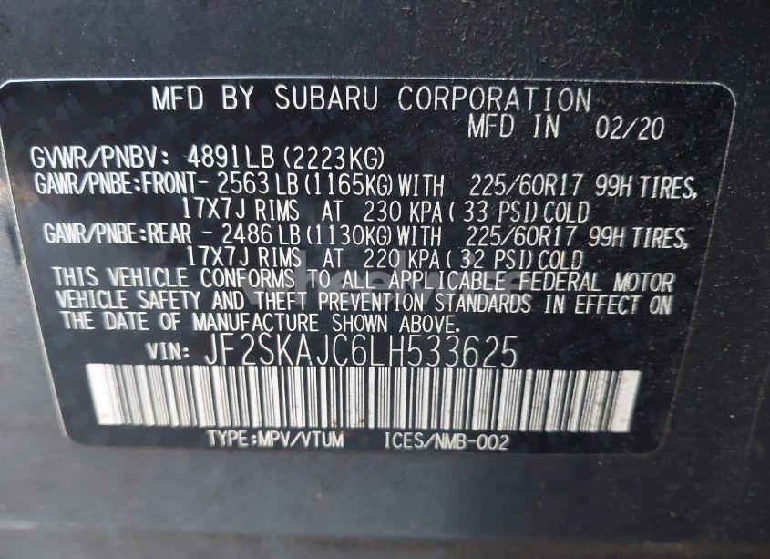 Photo 9 of 2020 Subaru Forester PREMIUM (VIN JF2SKAJC6LH533625)