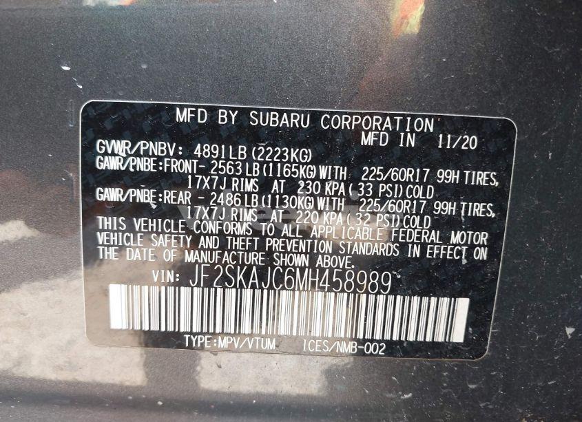 Photo 9 of 2021 Subaru Forester PREMIUM (VIN JF2SKAJC6MH458989)