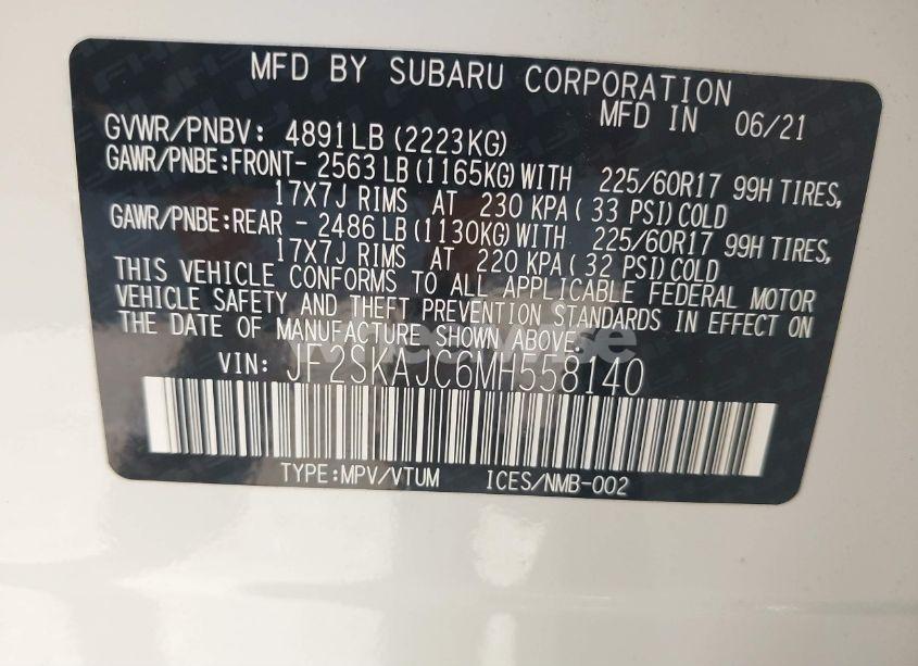 Photo 9 of 2021 Subaru Forester PREMIUM (VIN JF2SKAJC6MH558140)