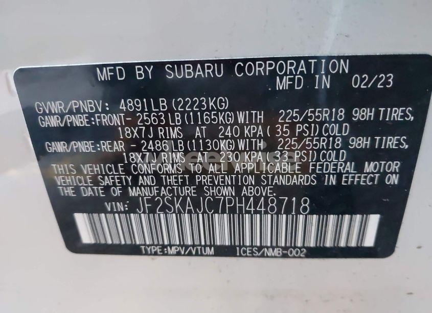 Photo 9 of 2023 Subaru Forester SPORT (VIN JF2SKAJC7PH448718)