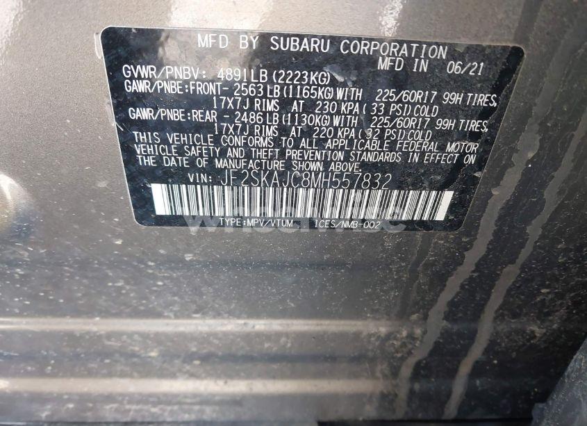 Photo 9 of 2021 Subaru Forester PREMIUM (VIN JF2SKAJC8MH557832)